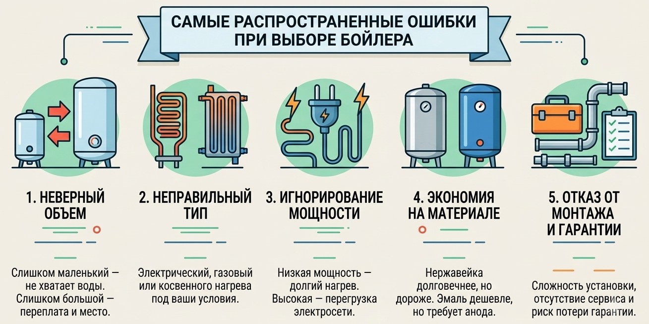Распространенные ошибки при выборе бойлера