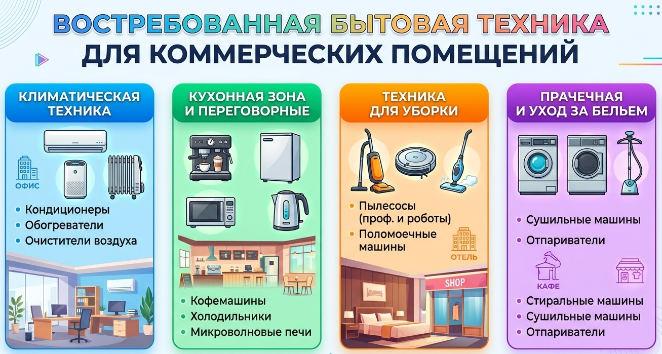 Категории бытовой техники для коммерческих помещений